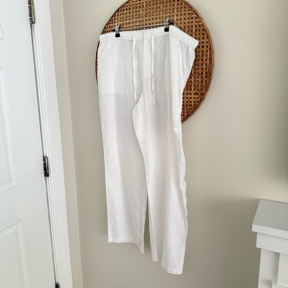 Liz Claiborne White Linen Blend Relaxed Wide Leg Pants XL - Picture 3 of 13